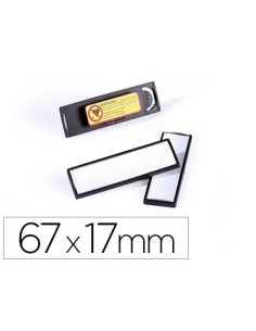 IDENTIFICADOR PORTANOMBRE DURABLE PVC ANTIARAÑAZOS CON IMAN Y EFECTO LUPA COLOR NEGRO 67X17 MM