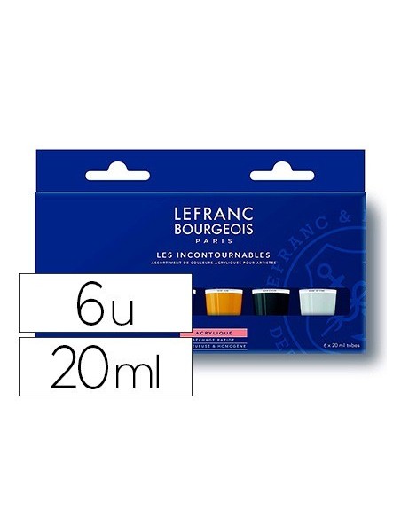 PINTURA ACRILICA L&B FINE SET LOS IMPRESCINDIBLES CAJA DE 6 COLORES SURTIDOS TUBO DE 20 ML