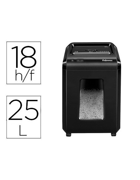 DESTRUCTORA DE DOCUMENTOS FELLOWES 92CS CAPACIDAD 18 HOJAS SEGURIDAD P4 PAPELERA 25 L DESTRUYE GRAPAS CLIPS CD