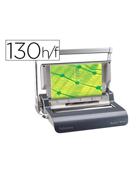 ENCUADERNADORA PARA ESPIRAL WIRE FELLOWES QUASAR DOBLE ESPIRAL PERFORA 15 HOJAS TAMAÑO A4 ENCUADERNA HASTA