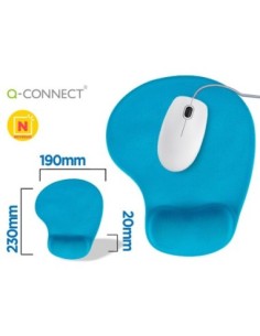 ALFOMBRILLA PARA RATON Q-CONNECT REPOSAMUÑECAS DE GEL COLOR TURQUESA 190X230X20 MM