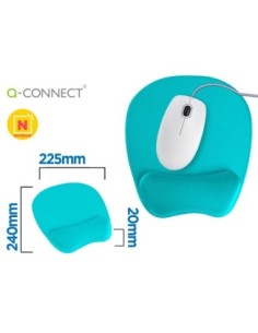 ALFOMBRILLA PARA RATON Q-CONNECT CON REPOSAMUÑECAS ERGONOMICA DE GEL COLOR TURQUESA 225X240X20 MM