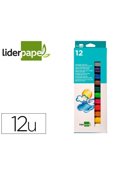 TEMPERA SOLIDA EN BARRA LIDERPAPEL ESCOLAR 10 GR CAJA DE 12 COLORES SURTIDOS