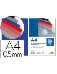 TAPA ENCUADERNACION LIDERPAPEL POLIPROPILENO A4 0.5 MM AZUL TRANSLUCIDO PAQUETE DE 100 UNIDADES
