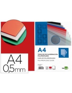 TAPA ENCUADERNACION LIDERPAPEL POLIPROPILENO A4 0.5 MM ROJO TRANSLUCIDO PAQUETE DE 100 UNIDADES