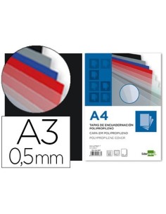 TAPA ENCUADERNACION LIDERPAPEL POLIPROPILENO A3 0.5 MM NEGRO OPACO PAQUETE DE 100 UNIDADES