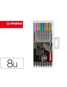 ROTULADOR STABILO PUNTA DE FIBRA PEN 68 METALLIC ESTUCHE PLASTICO DE 8 UNIDADES COLORES SURTIDOS