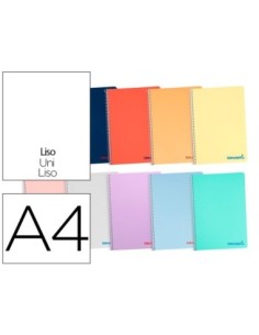CUADERNO ESPIRAL LIDERPAPEL A4 WONDER TAPA PLASTICO 80H 90 GR LISO COLORES SURTIDOS
