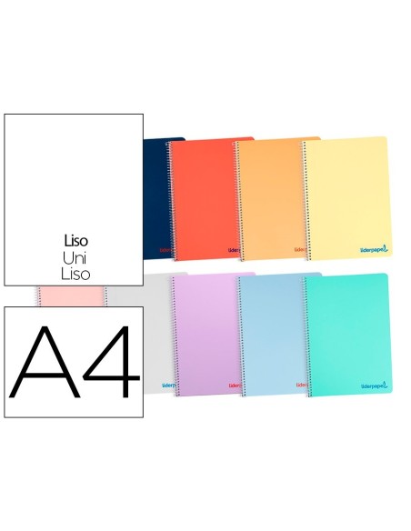 CUADERNO ESPIRAL LIDERPAPEL A4 WONDER TAPA PLASTICO 80H 90 GR LISO COLORES SURTIDOS
