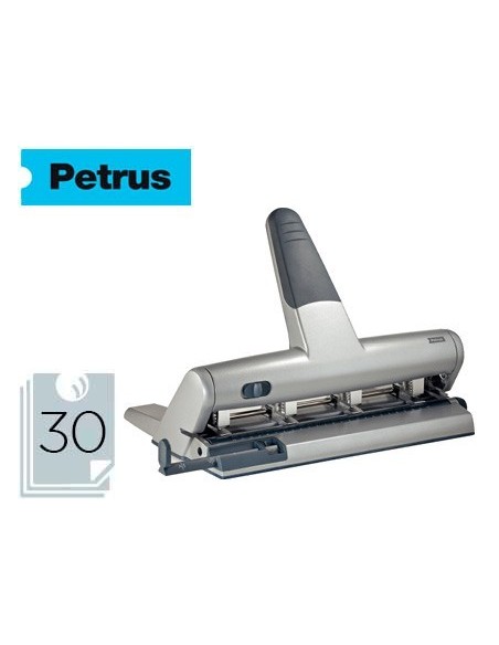 TALADRADOR PETRUS 514 METALICO COLOR PLATA 4 PUNZONES MOVILES CAPACIDAD 30 HOJAS