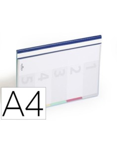 CARPETA DOSSIER FASTENER PLASTICO DURACLIP DIN A4 CON 5 SEPARADORES E INDICE LOMO COLOR AZUL PACK DE 5 UNIDADES