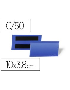 FUNDA DURABLE MAGNETICA 100X38 MM PLASTICO AZUL VENTANA TRANSPARENTE PACK DE 50 UNIDADES