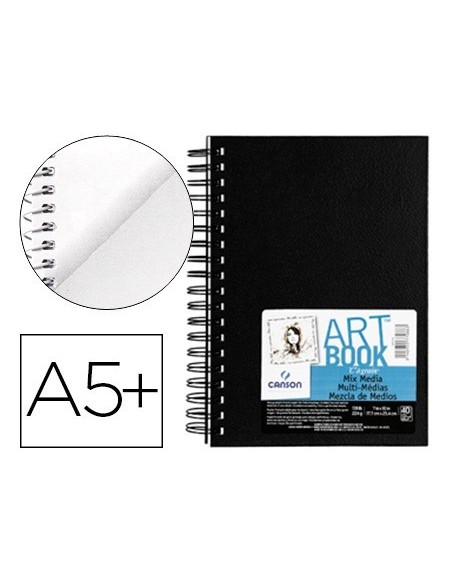 BLOC DIBUJO MULTITECNICAS CANSON MIX MEDIA ART BOOK ESPIRAL LISO DIN A5+ 40 HOJAS GRANO FINO 224 GR