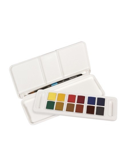 ACUARELA DALER ROWNEY AQUAFINE TRAVEL SET CON PINCEL CAJA DE 12 COLORES SURTIDOS