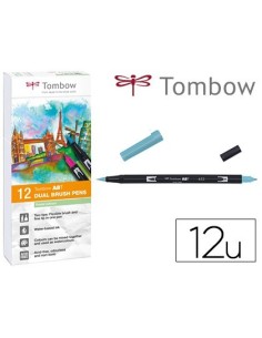 ROTULADOR TOMBOW ACUARELABLE DOBLE PUNTA PINCEL COLORES PASTEL ESTUCHE DE 12 UNIDADES COLORES SURTIDOS