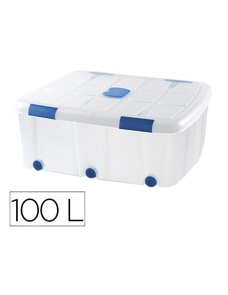 CONTENEDOR PLASTICO PLASTICFORTE 100 LITROS N 15 TRANSPARENTE CON TAPA 330X800X600 MM