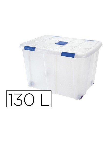 CONTENEDOR PLASTICO PLASTICFORTE 130 LITROS N 16 TRANSPARENTE CON TAPA 480X740X540 MM
