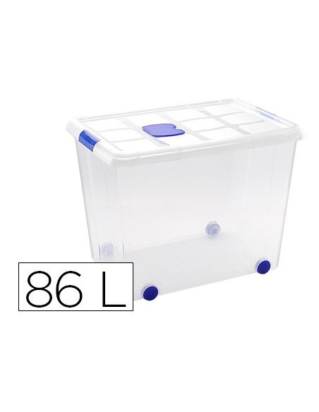 CONTENEDOR PLASTICO PLASTICFORTE 86 LITROS N 8 TRANSPARENTE CON TAPA 470X620X450 MM