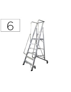 ESCALERA MOVIL KTL DE ALUMINIO CON PLATAFORMA Y GUARDACUERPOS PLEGABLE 6 PELDAÑOS SERIE 2XL-S