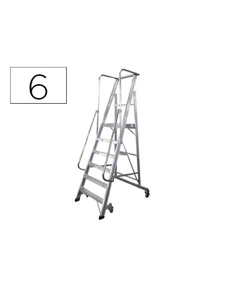 ESCALERA MOVIL KTL DE ALUMINIO CON PLATAFORMA Y GUARDACUERPOS PLEGABLE 6 PELDAÑOS SERIE 2XL-S