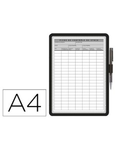 MARCO PORTA ANUNCIOS TARIFOLD MAGNETO DIN A4 DORSO ADHESIVO REMOVIBLE CON PORTABOLIGRAFO COLOR NEGRO