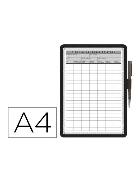 MARCO PORTA ANUNCIOS TARIFOLD MAGNETO DIN A4 DORSO ADHESIVO REMOVIBLE CON PORTABOLIGRAFO COLOR NEGRO