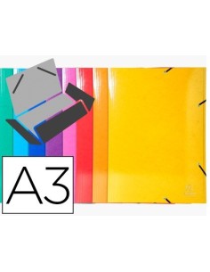 CARPETA EXACOMPTA IDERAMA GOMAS CARTON 600 GR TRES SOLAPAS DIN A3 COLORES SURTIDOS