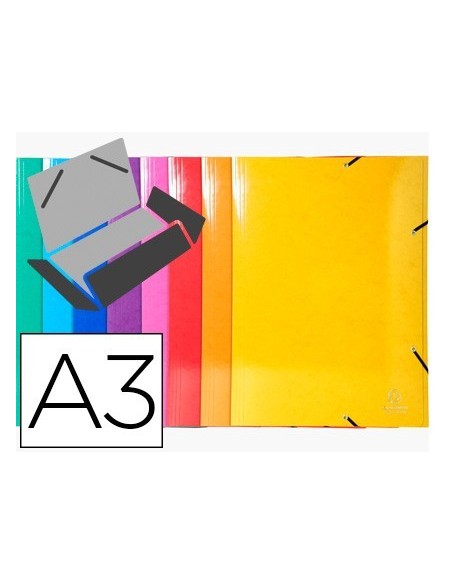 CARPETA EXACOMPTA IDERAMA GOMAS CARTON 600 GR TRES SOLAPAS DIN A3 COLORES SURTIDOS