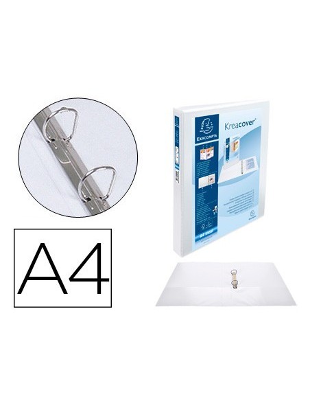 CARPETA EXACOMPTA CANGURO 2 ANILLAS 30 MM DIN A4+ CARTON FORRADO POLIPROPILENO PERSONALIZABLE 3 BOLSILLOS