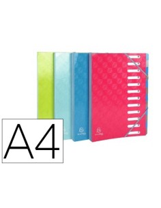 CARPETA EXACOMPTA HARMONIKA CLASIFICADORA FUELLE 12 DEPARTAMENTOS CON GOMAS CARTON COMPACTO COLORES
