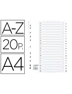 SEPARADOR EXACOMPTA CARTULINA BLANCA A-Z JUEGO DE 20 SEPARADORES DIN A4 11 TALADROS