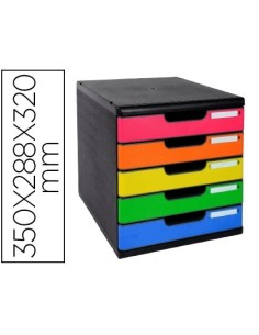 FICHERO CAJONES SOBREMESA EXACOMPTA IDERAMA ARLEQUIN 5 CAJONES MULTICOLORES 350X288X320 MM