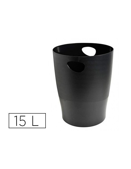 PAPELERA PLASTICO EXACOMPTA ECOBLACK NEGRO 15 LITROS