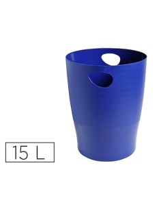 PAPELERA PLASTICO EXACOMPTA ECOBLACK AZUL 15 LITROS