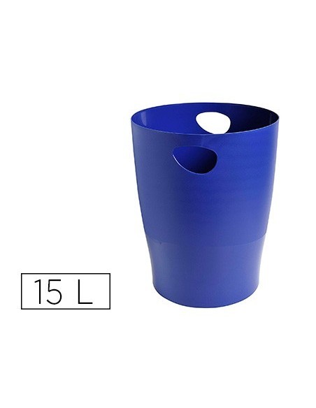 PAPELERA PLASTICO EXACOMPTA ECOBLACK AZUL 15 LITROS