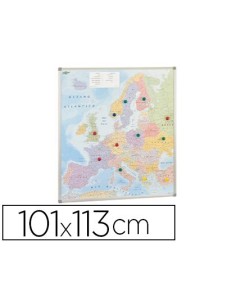 MAPA MURAL FAIBO EUROPA POLITICO MAGNETICO MARCO DE ALUMINIO CON CANTONERAS DE PROTECCION 113X101 CM