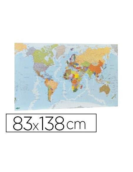 MAPA MURAL FAIBO PLANISFERIO PLASTIFICADO ENROLLADO 83X138 CM