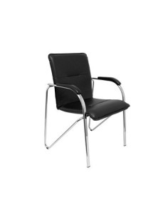 SILLA CONFIDENTE PYC ESTRUCTURA CROMADA CON BRAZOS SIMIL PIEL NEGRA 880X600X552 MM PACK DE 2 UNIDADES