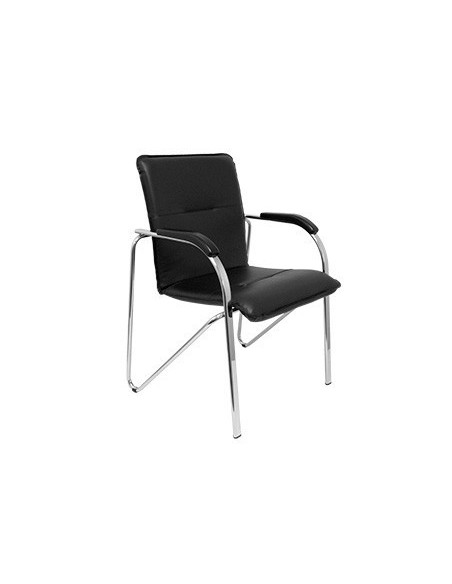 SILLA CONFIDENTE PYC ESTRUCTURA CROMADA CON BRAZOS SIMIL PIEL NEGRA 880X600X552 MM PACK DE 2 UNIDADES