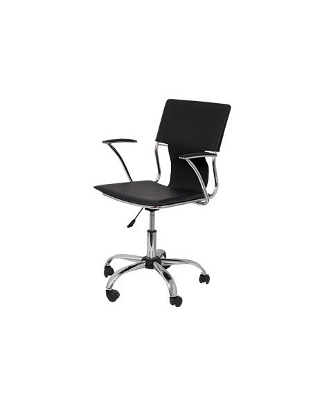 SILLA GIRATORIA PYC RESPALDO MEDIO REGULABLE EN ALTURA SIMILPIEL NEGRA 860+90X480X440 MM