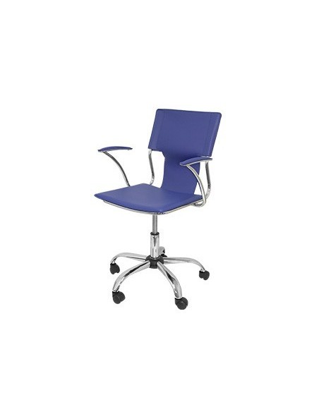 SILLA GIRATORIA PYC RESPALDO MEDIO REGULABLE EN ALTURA SIMILPIEL AZUL 860+90X480X440 MM