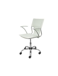 SILLA GIRATORIA PYC RESPALDO MEDIO REGULABLE EN ALTURA SIMILPIEL BLANCA 860+90X480X440 MM