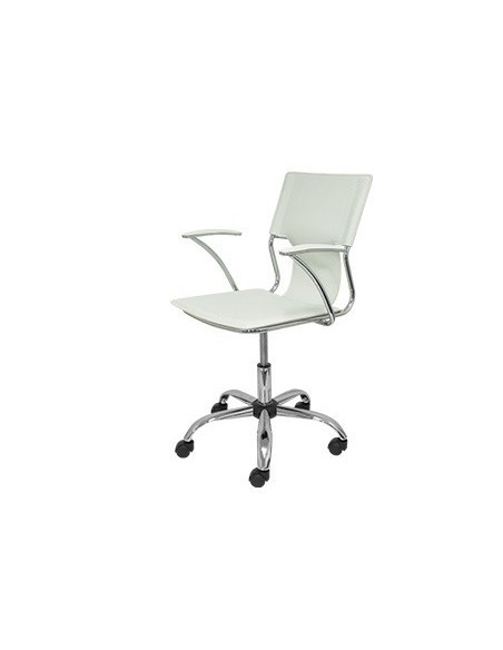 SILLA GIRATORIA PYC RESPALDO MEDIO REGULABLE EN ALTURA SIMILPIEL BLANCA 860+90X480X440 MM