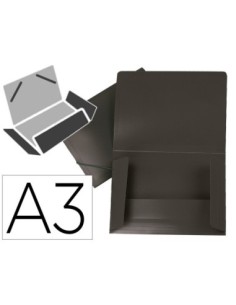 CARPETA LIDERPAPEL PORTADOCUMENTOS SOLAPAS POLIPROPILENO DIN A3 NEGRO OPACO LOMO FLEXIBLE