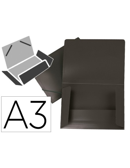 CARPETA LIDERPAPEL PORTADOCUMENTOS SOLAPAS POLIPROPILENO DIN A3 NEGRO OPACO LOMO FLEXIBLE