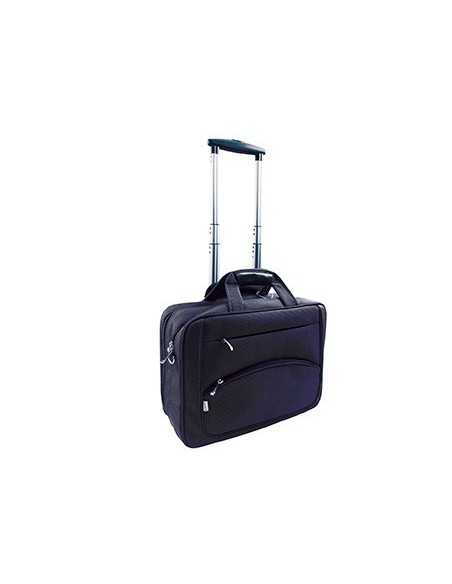 MALETIN PARA PORTAIL Q-CONNECT 16" AZUL MARINO 1 ASA 2 BOLSILLOS EXTERIORES Y RUEDAS 410X325X150 MM