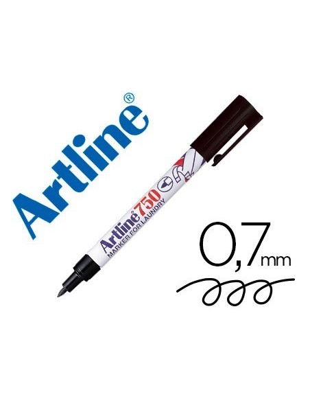 ROTULADOR ARTLINE MARCADOR PERMANENTE EK-750 PARA ROPA PUNTA REDONDA 0,7 MM NEGRO PRESENTADO EN EXPOSITOR
