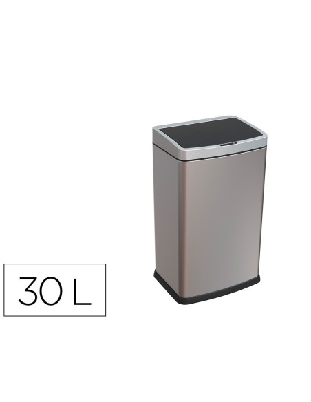 PAPELERA METALICA Q-CONNECT CON SENSOR AUTOMATICO CAPACIDAD 30 LITROS 500X240X330 MM