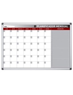 PLANNING MAGNETICO BI-OFFICE MENSUAL LACADO MARCO ALUMINIO ROTULABLE 60X45 CM