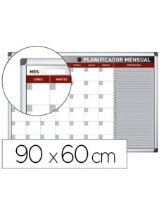 PLANNING MAGNETICO BI-OFFICE MENSUAL LACADO MARCO ALUMINIO ROTULABLE 90X60 CM